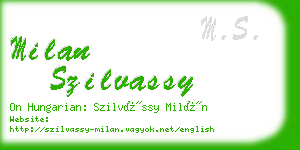 milan szilvassy business card